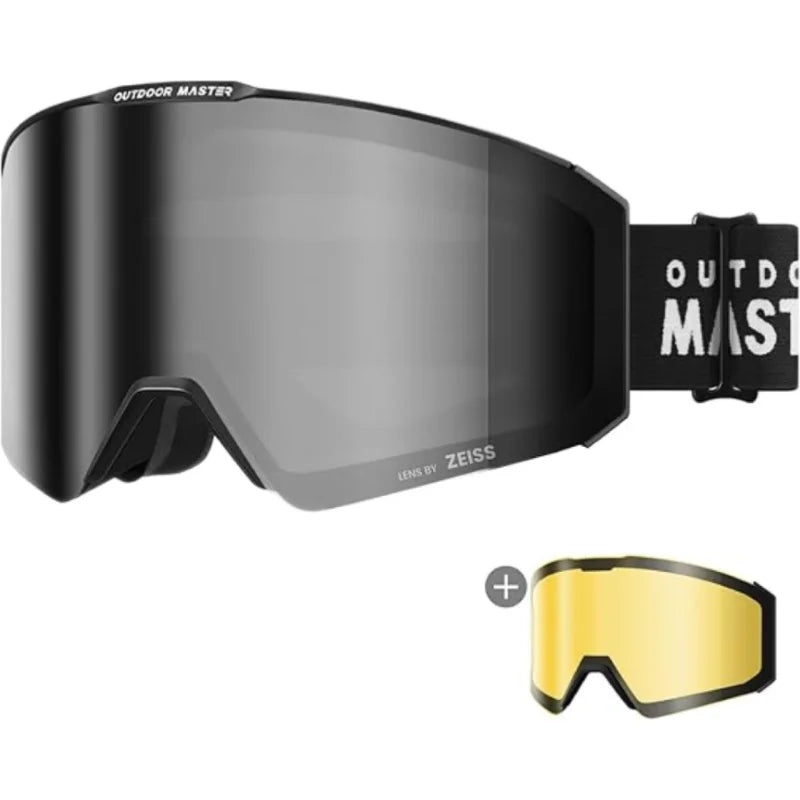 OutdoorMaster Falcon Ski Goggles Lens by ZEISS, OTG Snowboard Goggles Anti-fog, Magnetic Interchangeable Lens, Snow Goggles