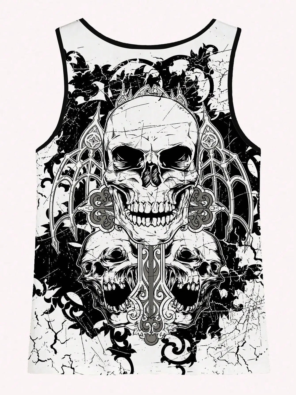 Men's Gothic Skull Print Sleeveless Tank Top - Casual Summer Wear