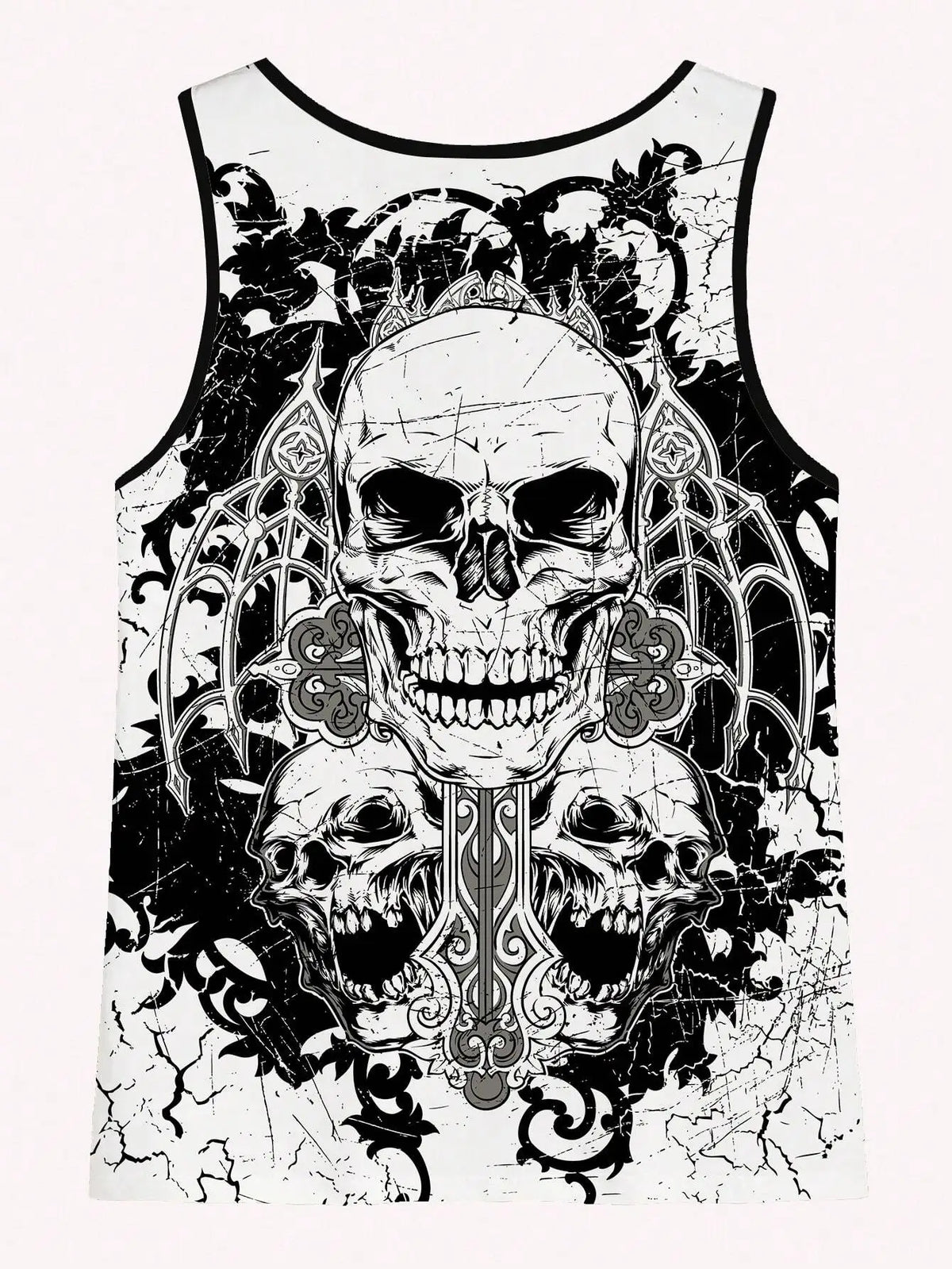 Men's Gothic Skull Print Sleeveless Tank Top - Casual Summer Wear