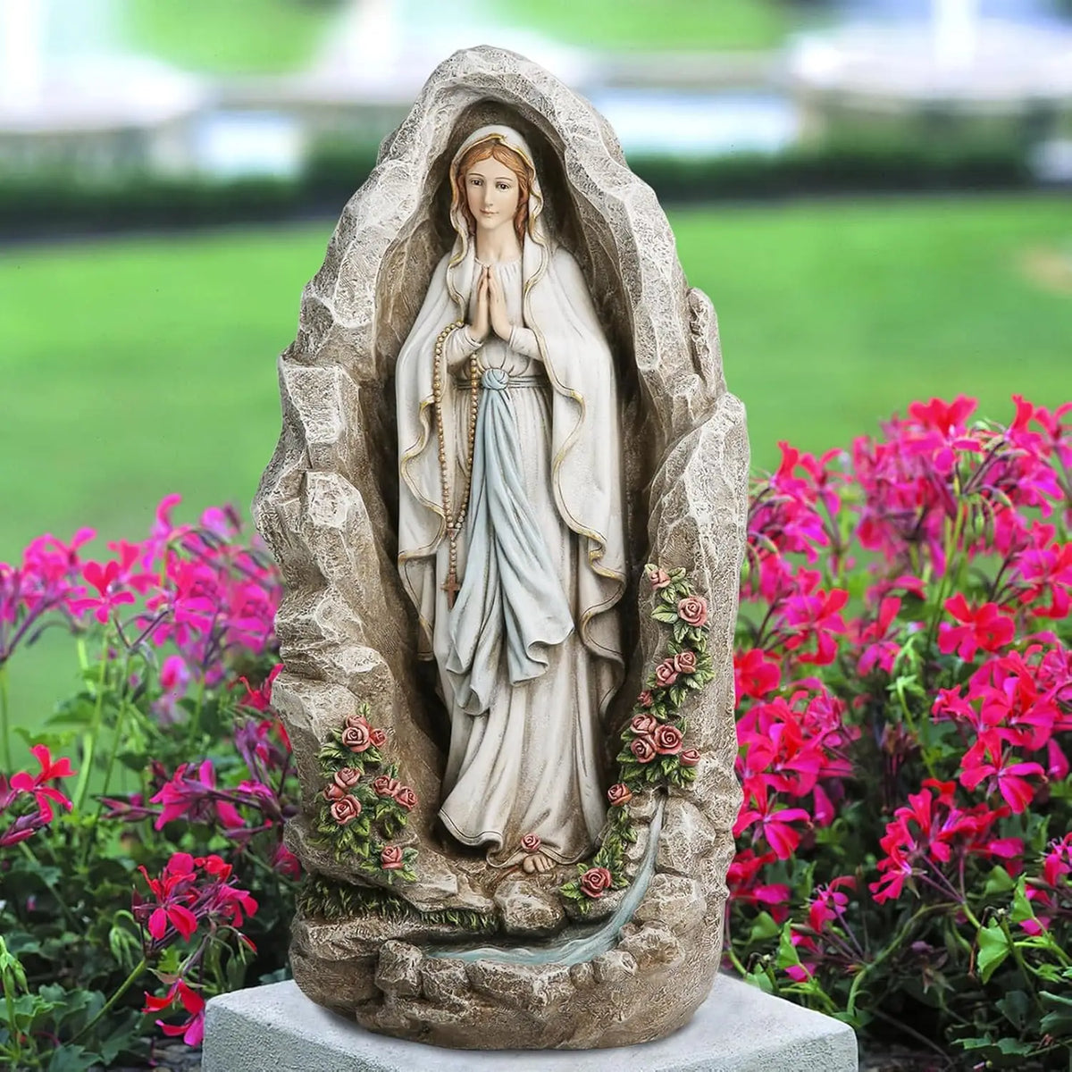 Our Lady of Lourdes Statue - 18 Inch Virgin Mary Sculpture for Catholic Garden, Home Yard Patio Lawn Hallway Decor
