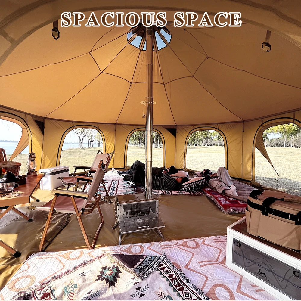 Glamping Camping New Design One Bedroom Yurt Tent Outdoor Oxford Bell Tent for 4 Season 4-10 Persons Family Luxury Waterproof