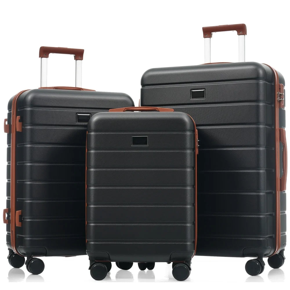 Durable Premium ABS 3 Piece Luggage Set 20/24/28 Inch TSA Lock 360° Spinner Wheels Travel Suitcase for Trip