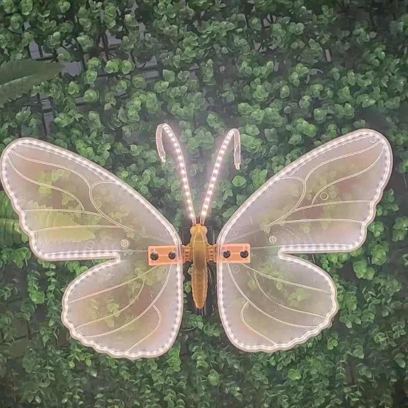 2 Pieces of LED Outdoor Simulation Dynamic Static Butterfly Lights Holiday Party Decorations Party Accessories