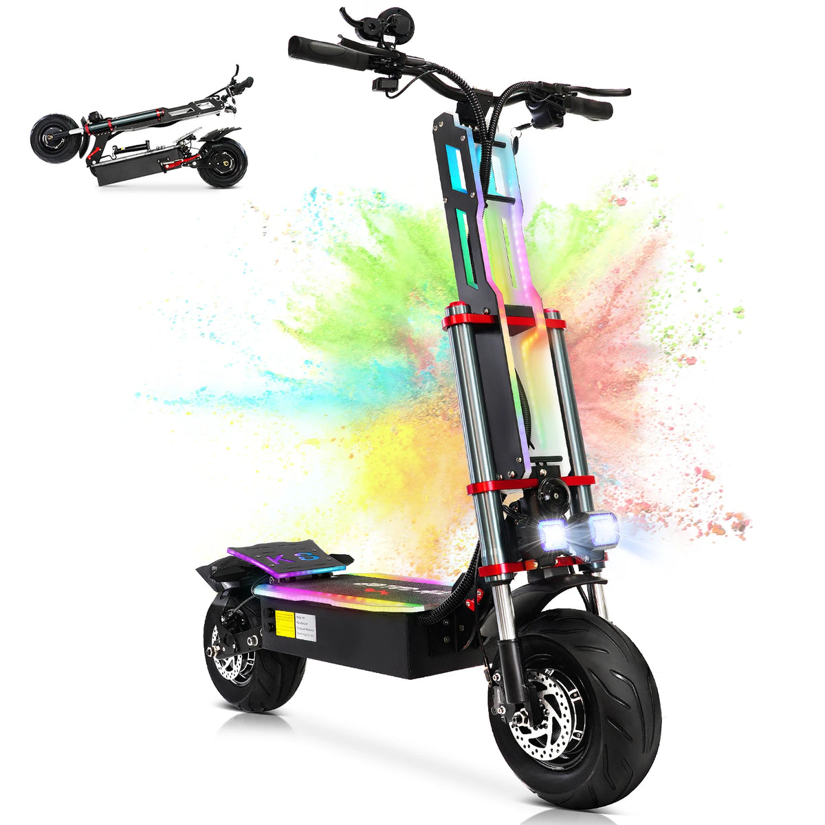 TIFGALOP K8 12 Fat Tireh tire,E-mountain scooter Adult Foldable Electric Scooter 3000W*2 Motor 60V38AH Battery City Escooter