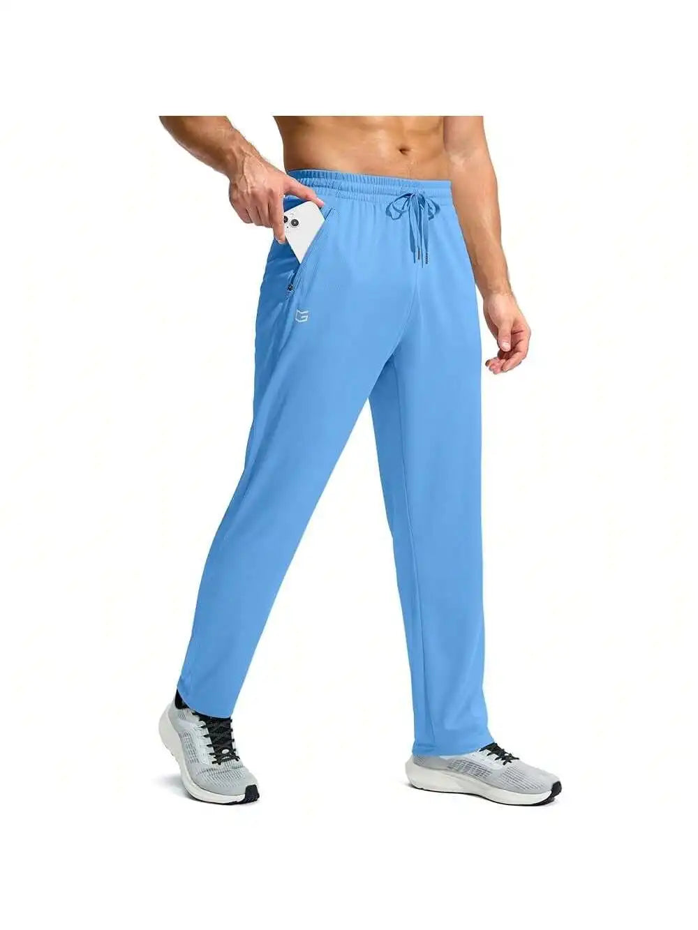 Mens Lightweight Mesh Sweatpants With Zipper Pockets Open Bottom Athletic Pants