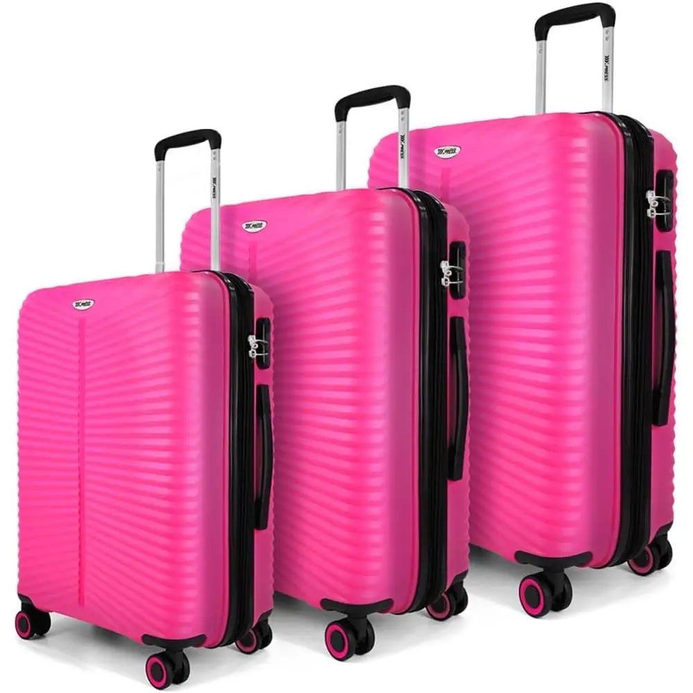 3-Piece Luggage Set: 20/24/28 with Combination Lock, Large Spinner Wheels, Unisex Travel Suitcase, Pink