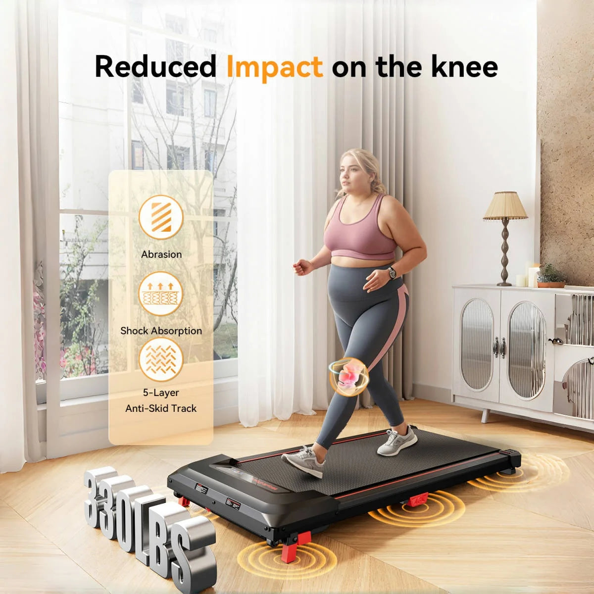 Bestgod Folding Electric Treadmill Walking Pad 8 km/h, 2.5HP, Wide Running Belt 40 cm, Remote Control and LCD Display - Reinforc