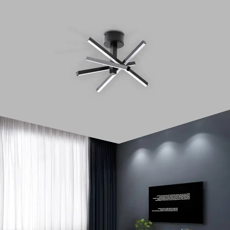 12" Modern LED Ceiling Light, Geometric Starburst Design, Black Finish for Living Room, Bedroom, Hallways, Energy-Efficient