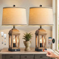 Table Lamp for Living Room Farmhouse Lamps with USB A+C and Nightlight 26" Rustic Bedside Lamps with 3-Way Dimmable Touch Contr