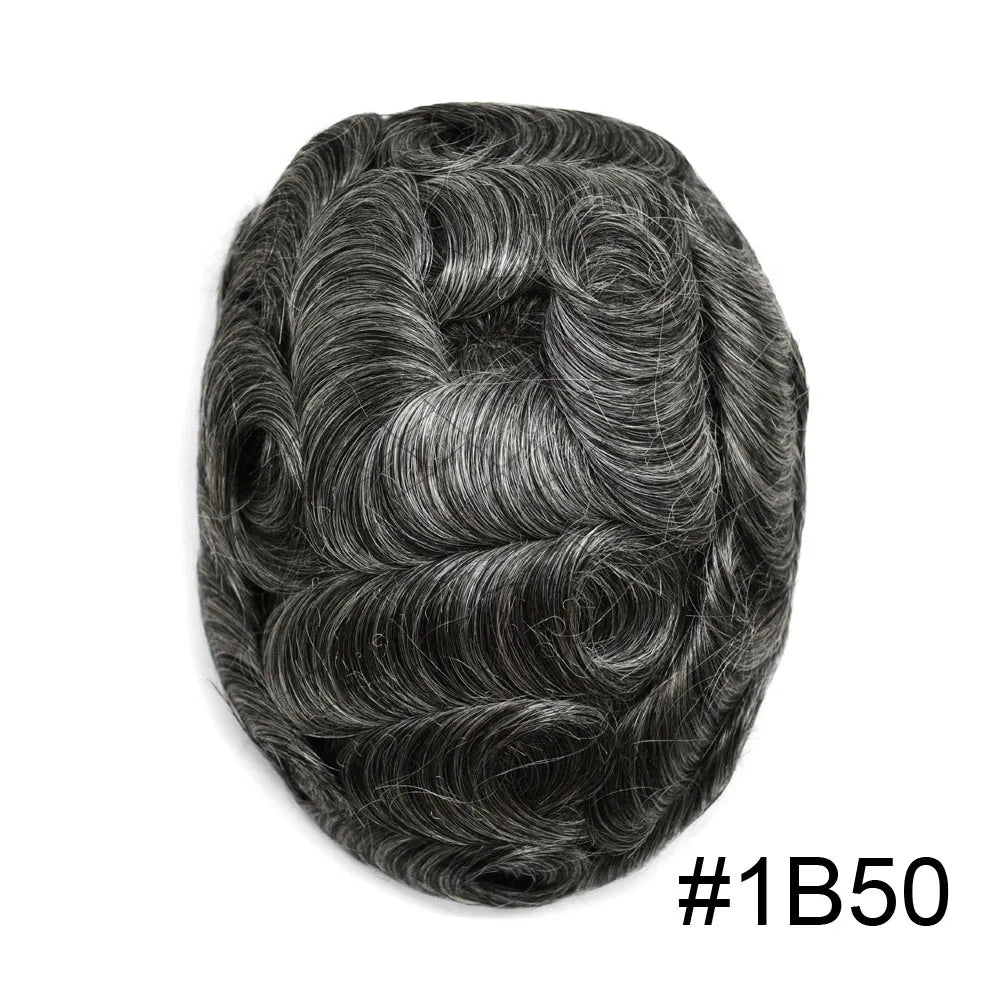 Mens Toupee Full Poly 0.10mm Injection Pu Human Hair System Hairpieces Male Hair Prosthesis Male Wig for Hair Loss Solution