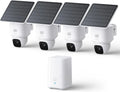 4-Cam Wireless Outdoor Security Kit with Solar, 360° Pan, AI Tracking, 2K Clarity, No Monthly Fee