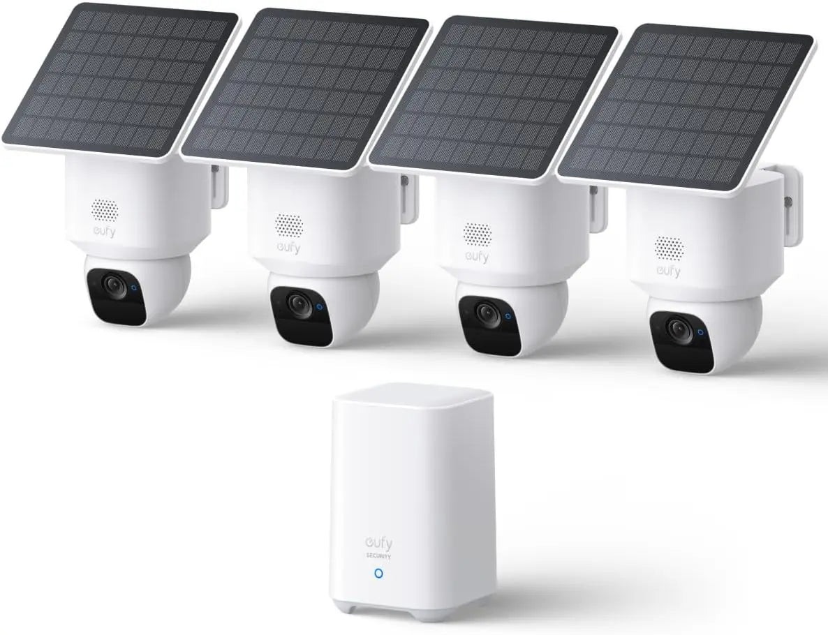 4-Cam Wireless Outdoor Security Kit with Solar, 360° Pan, AI Tracking, 2K Clarity, No Monthly Fee