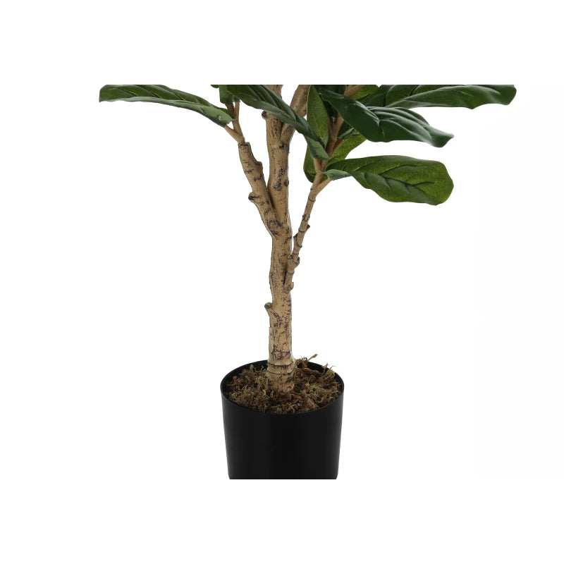 Artificial Plant, 47 Tall, Fiddle Tree, Indoor, Faux, Fake, Floor, Greenery, Potted, Real Touch, Decorative, Green Leaves, Black