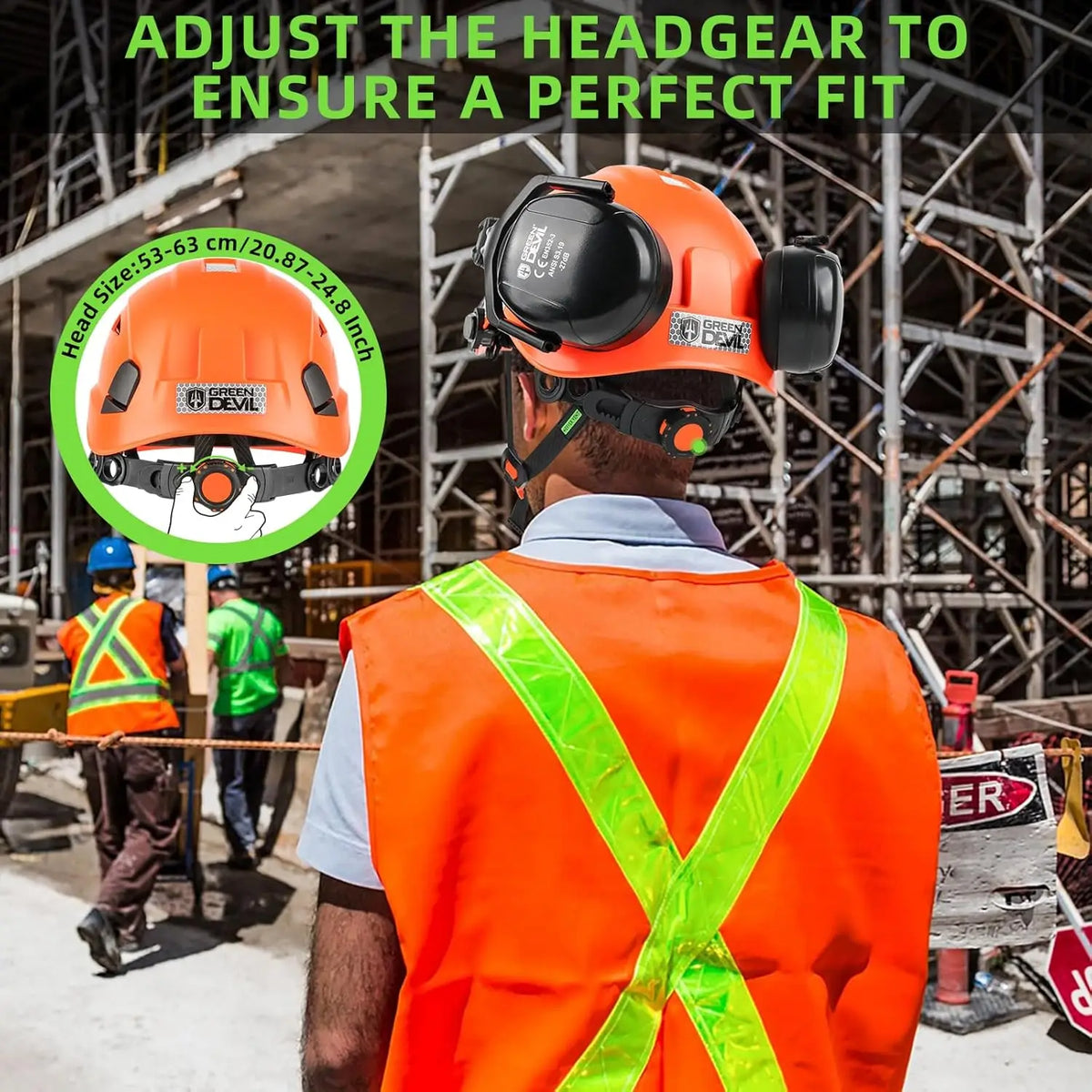 Hard Hat Safety Helmet with Visor, Ear Muffs & Vents for Men/Women, ANSI Z89.1 Certified for Construction