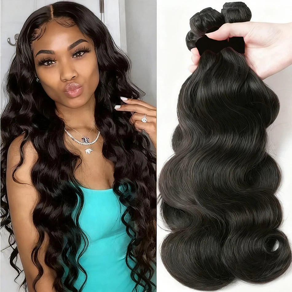 40Inch Body Wave Human Hair Bundles Brazilian Raw Human Hair 1/3/4 Bundles for Women 10A Thick Bundles 3 Days Delivery