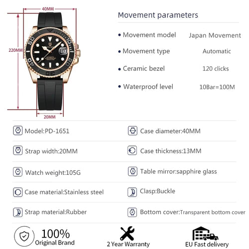 2026 New PAGANI DESIGN luxury V3 Men Mechanical Watch Luxury Sapphire Glass Automatic Watch 40MM Stainless Steel Watch for Men