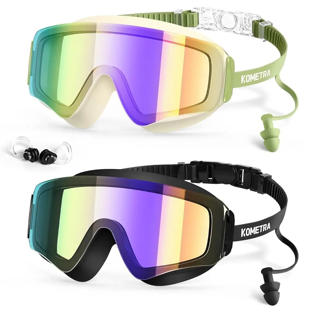 2 Pack Kids Swim Goggles for 3-15, Anti Fog UV Protection Pool Water Swimming Goggles for Boys Girls Toddler
