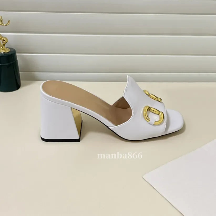 2025 Luxury Designer Sandals High Mid Low Heels Female Sandale Womens Fashion Luxe Leather Casual Summer Shoes Slides Slippers P