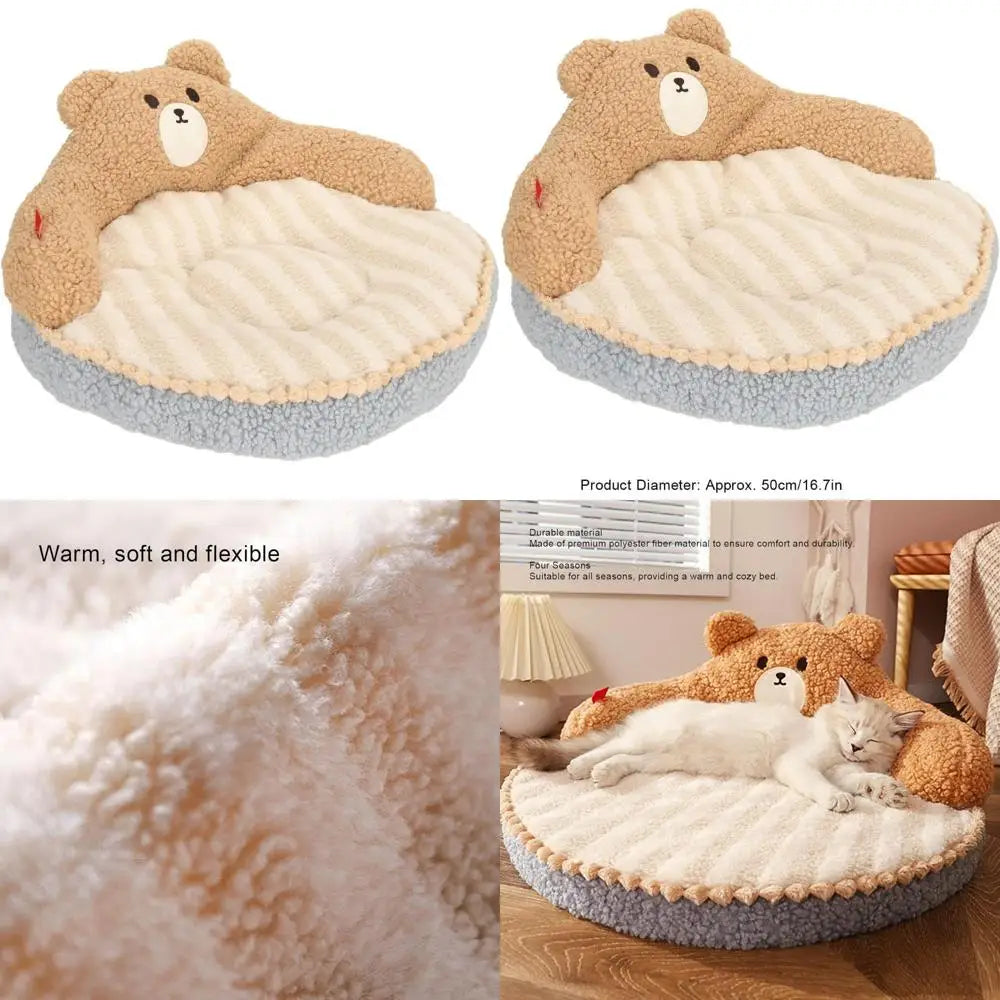 Round Multifunctional Washable Cat Nest, Cute Pet Bed for All Seasons, Comfortable Sleeping House for Indoor Cats