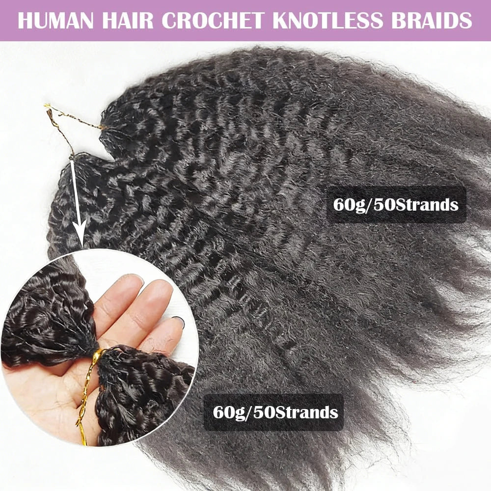 30 Inch Feather Crochet Human Hair Extensions Knotless Pre-Separated Kinky Straight Invisible Knot Human Crochet Hair For Women