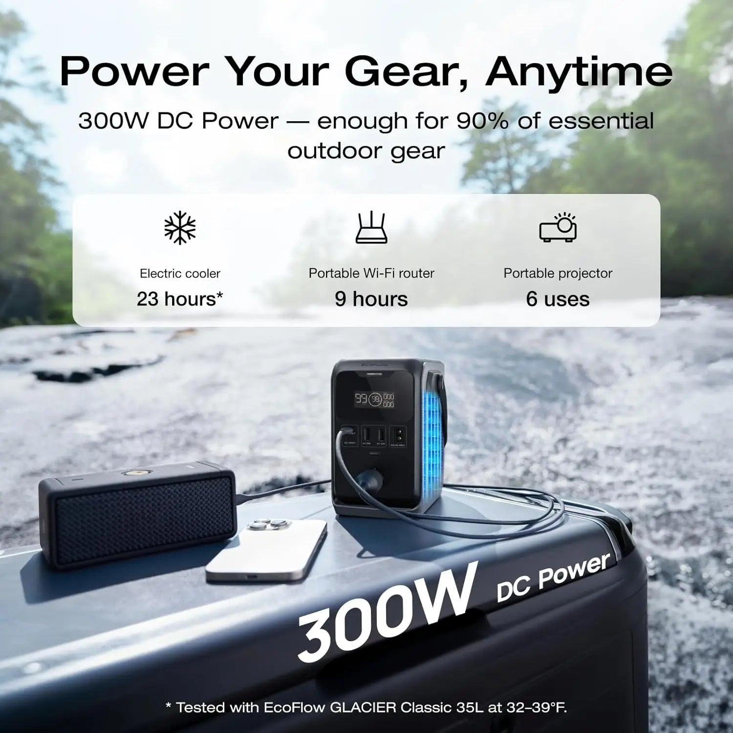 288Wh Portable Power Station, 300W DC Output, LiFePO4 Battery, Solar Generator for Camping Travel Emergency