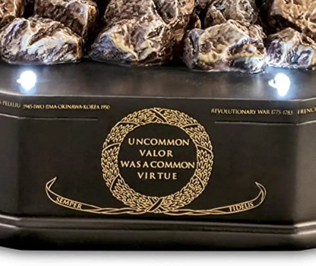 75th Anniversary of Iwo Jima Cold-Cast Bronze Marine Corps War Memorial Lighted Sculpture with The Names of The USMC Battles