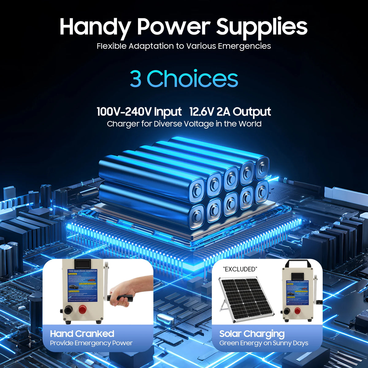 HG-15600 Hand Crank Generator 15600mAh Portable Power Bank w/ AC Outlet, Solar for Outdoor Emergency & Car Jump Start