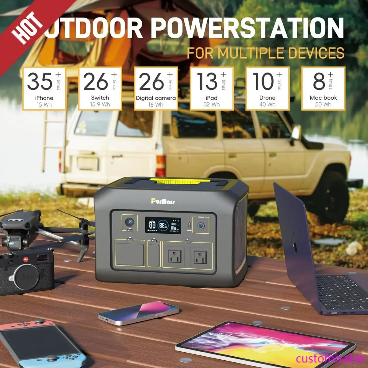 Portable Power Station 600W,538Wh Solar Powered Generator with LiFePO4 Battery,Peak 1200W,USB PD 100W Power Supply input/output