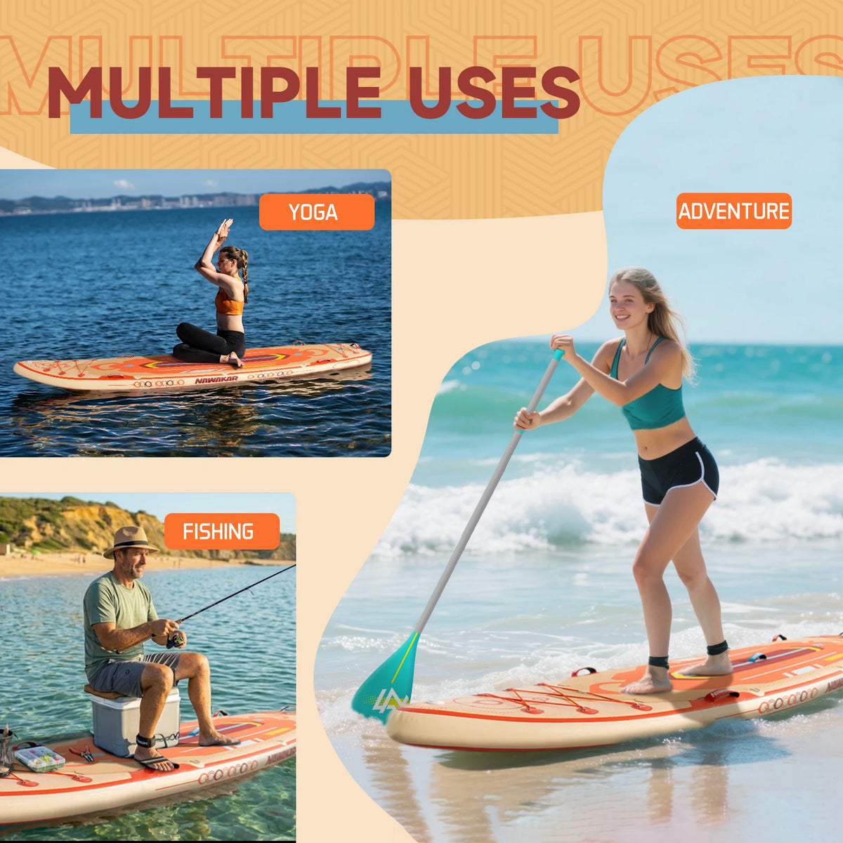 Nawakar Inflatable Paddle Board 400x100x15cm Big Size Stand Up Paddling Board SUP Waterproof Surf Sup Board with SUP Accessories