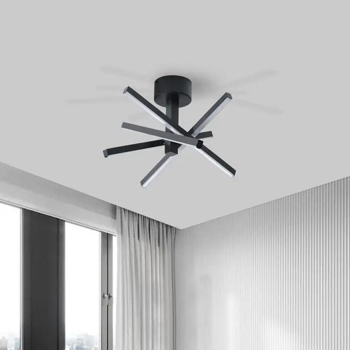 12" Modern LED Ceiling Light, Geometric Starburst Design, Black Finish for Living Room, Bedroom, Hallways, Energy-Efficient