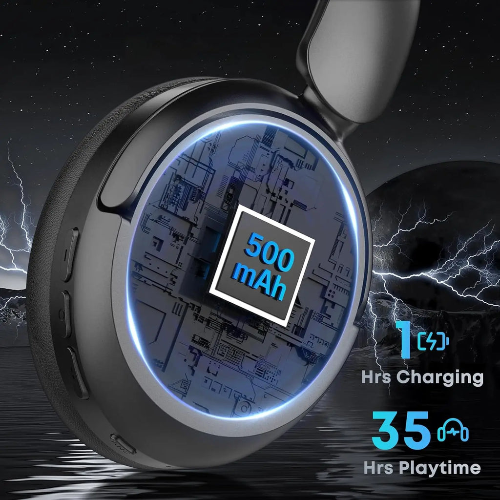 Active Noise Cancelling Wireless Over-Ear Bluetooth Headphones for Sports and Travel