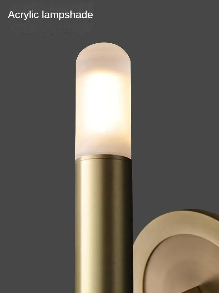 Industrial Style All Copper Light Luxury G4 Line Wall Lamp Living Room Corridor Foyer Bedroom Bedside Creative Mirror Headlight
