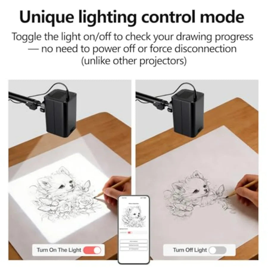 Art Projector for Tracing with Adjustable Stand Web-Based Control No App Needed Drawing Projector Works with iOS Android Great