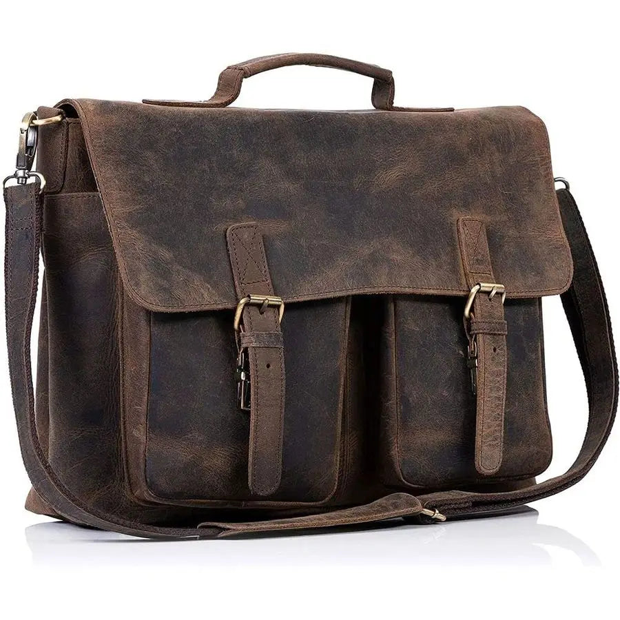 Inch Leather briefcase Laptop Messenger Bags for Men and Women Best Office Satchel Bag