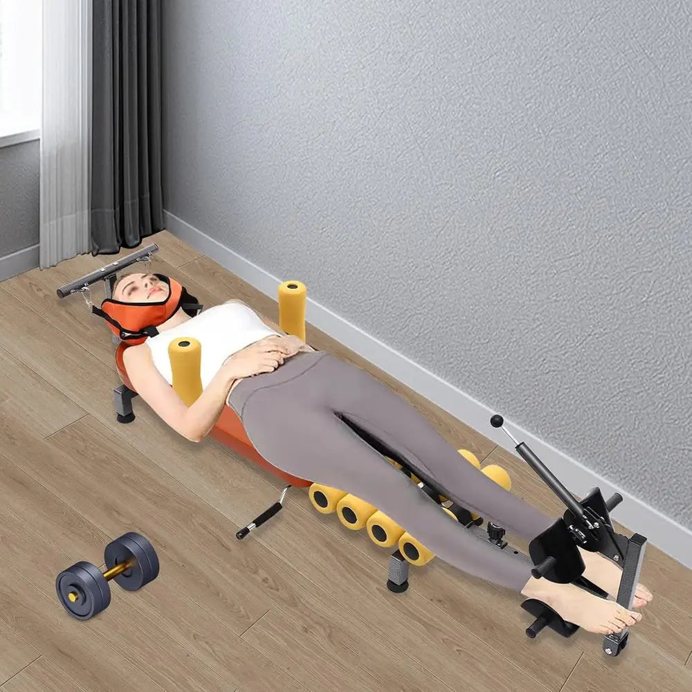 Cervical Spine Stretching Massage Table with Lumbar Traction and Spinal Decompression for Body Therapy