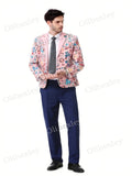 Customized Sequined Men's 2 piece suit High Quality One button Slim Fit Pink Tuxedos Suitable Weddings Groom Business Dinner