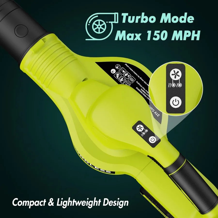 Cordless Leaf Blower for Lawn Care and Patio Cleaning 21V Powerful Electric Leaf Blower with 2 Batteries and Charger 2 Speed Mo
