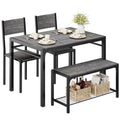 Kitchen Table and 2 Chairs for 4 with Bench, 4 Piece Dining Sets for Small Space, Dark Grey
