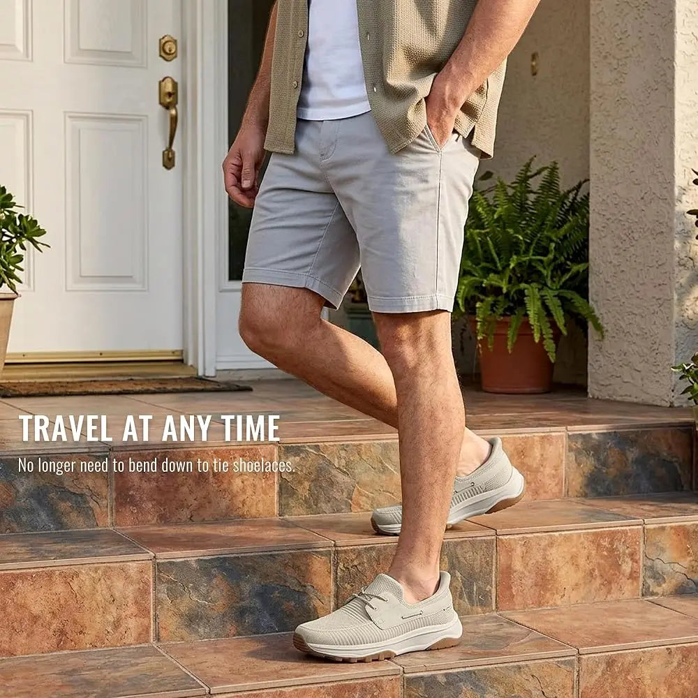 Slip On Shoes for Men Orthopedic Walking Shoe with Arch Support Hands Free Loafers Casual