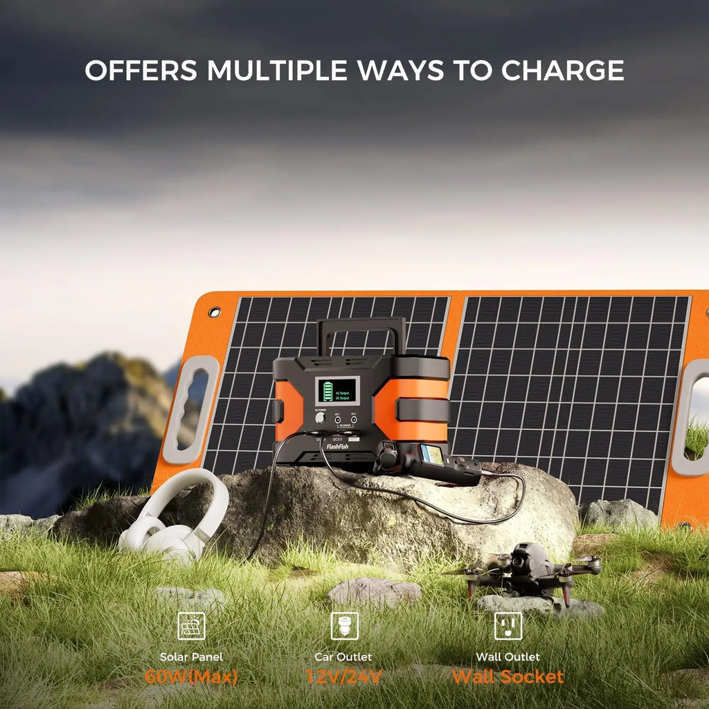 150W Portable Power Station 166Wh with Solar Charging, AC/DC/USB Ports for Camping & Emergency Use