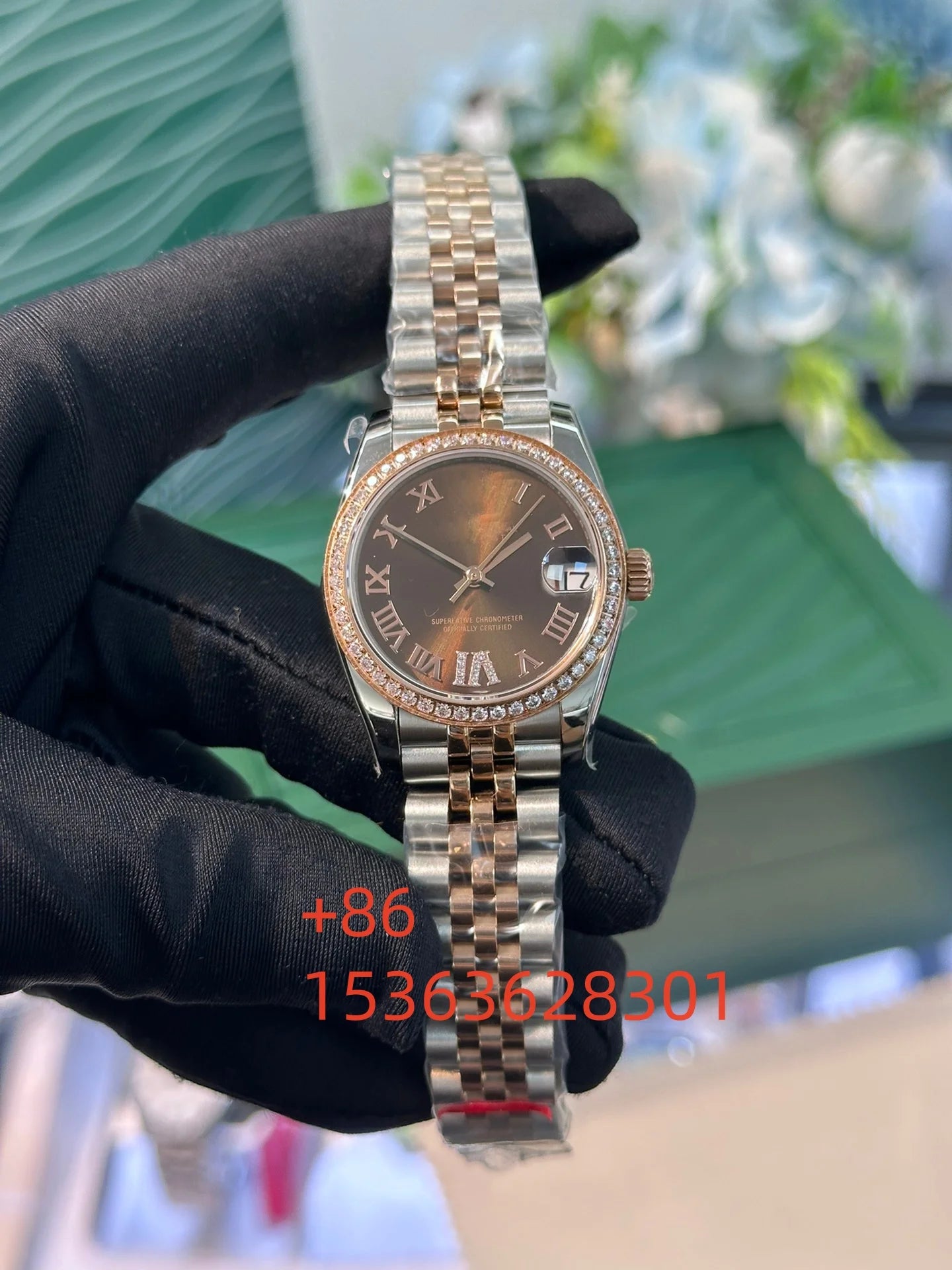 Women Luminous Sapphire Automatic Mechanical Watch 904L Stainless Steel Black Blue Customized