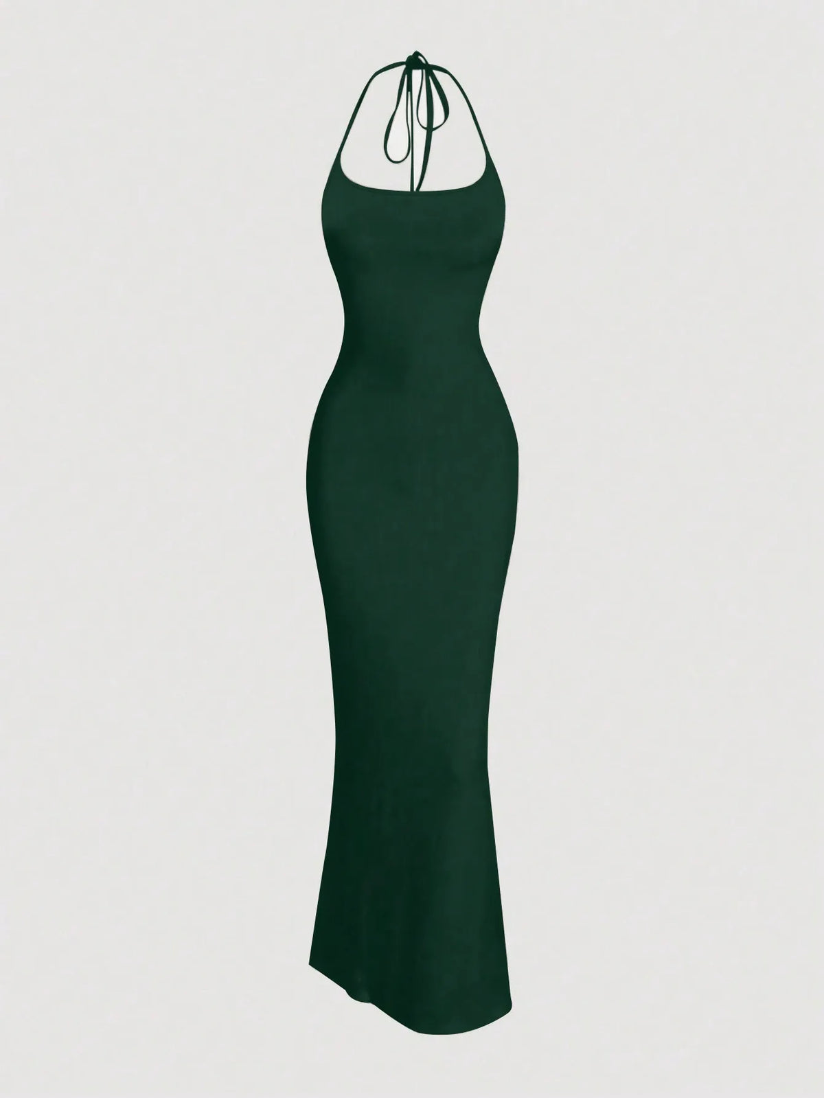Black Fitted Halter Mermaid Maxi Dress for Women