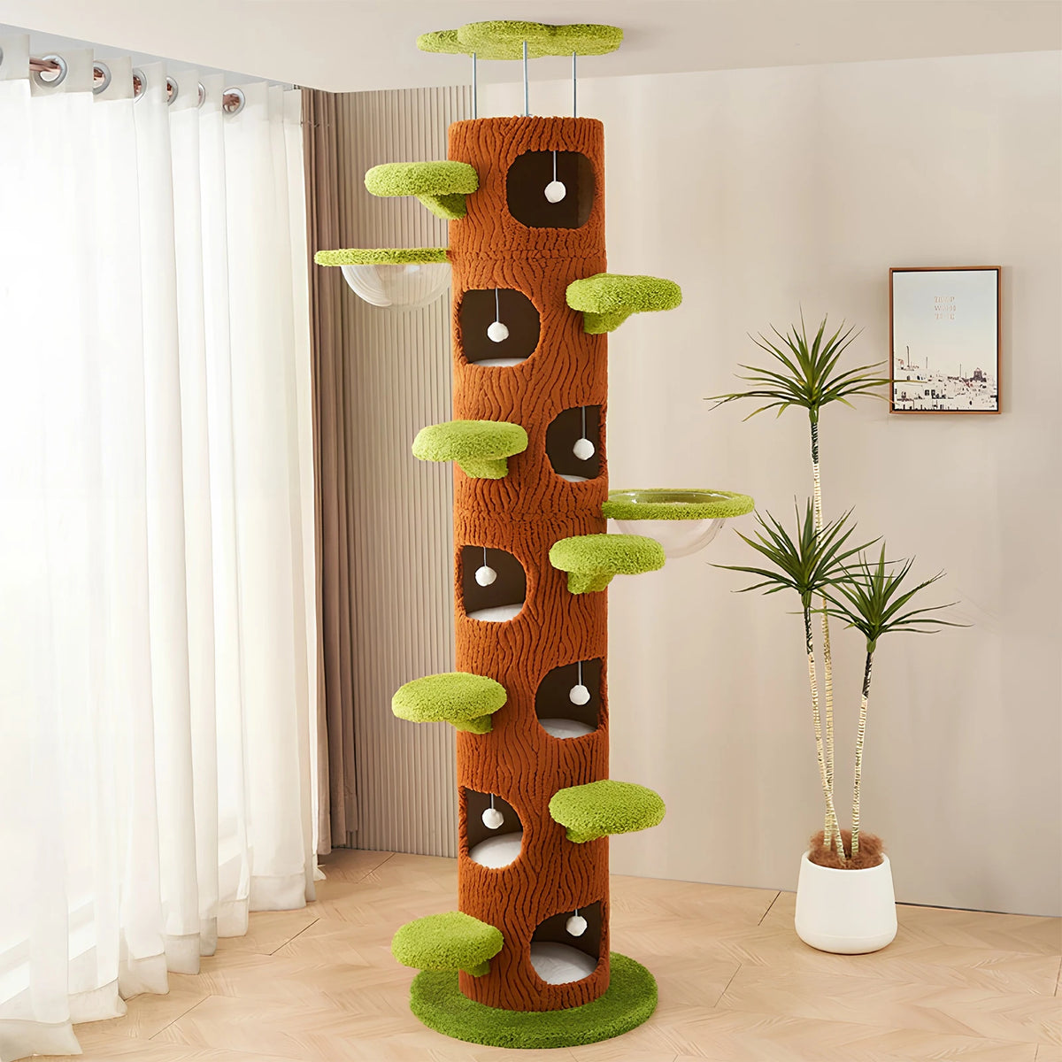 Tall Cat Tree Tower with Sisal Scratching Pad Cat Climbing Frame Super Large Cat Tree Tower for Maine Coon Cats