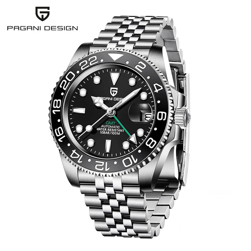 luxury New PAGANI DESIGN GMT Automatic Watch 40mm Men Wristwatch Top Brand 100M Waterproof Mechanical Wristwatches for Men Clock