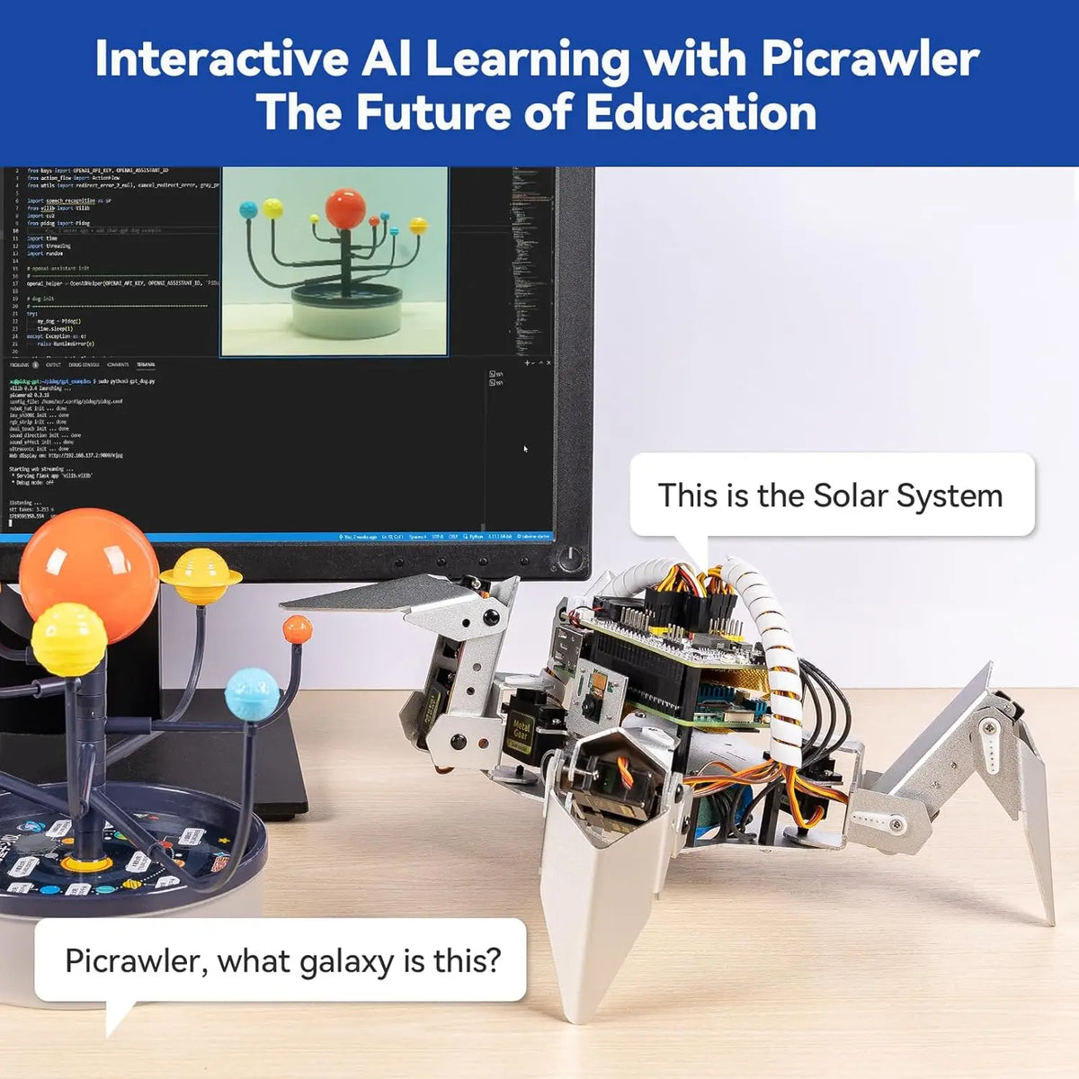 AI Robot Kit for Raspberry Pi with Voice Control, Video Recognition, App & FPV Camera, Python/Scratch Coding (RPi Not Included)