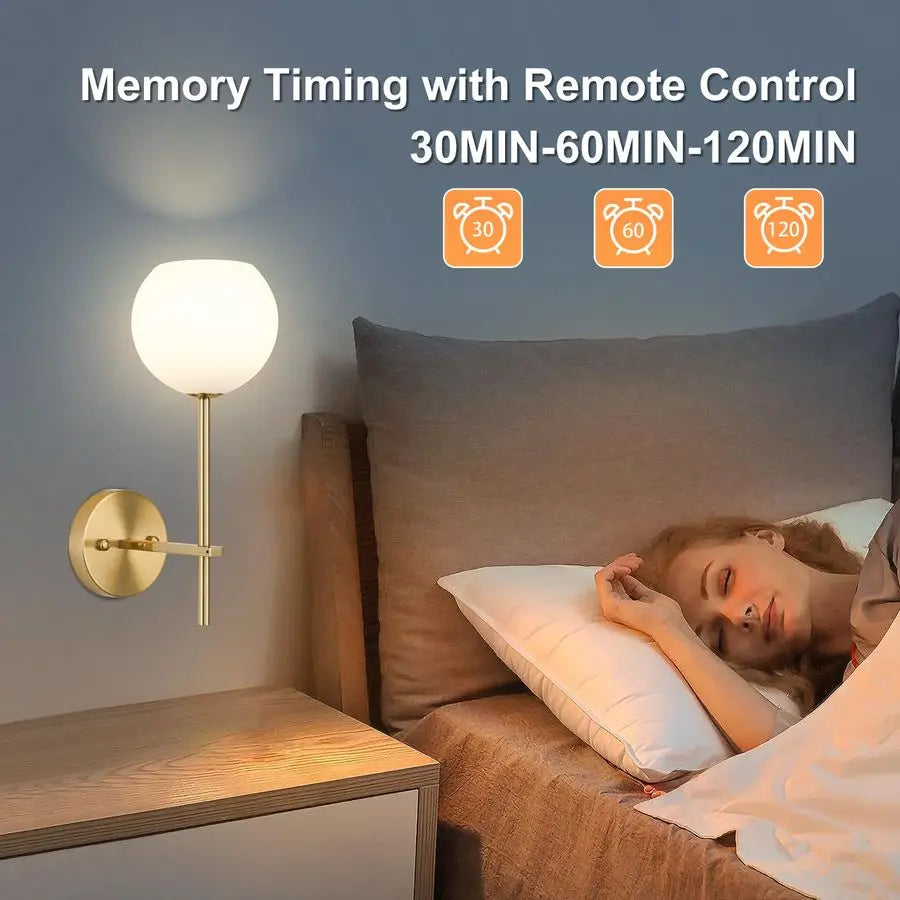 Battery Operated Wall Sconces Set of 2, Rechargeable Wireless Wall Lights with Milky White Frosted Glass Shade, 12 RGB and 3CCT