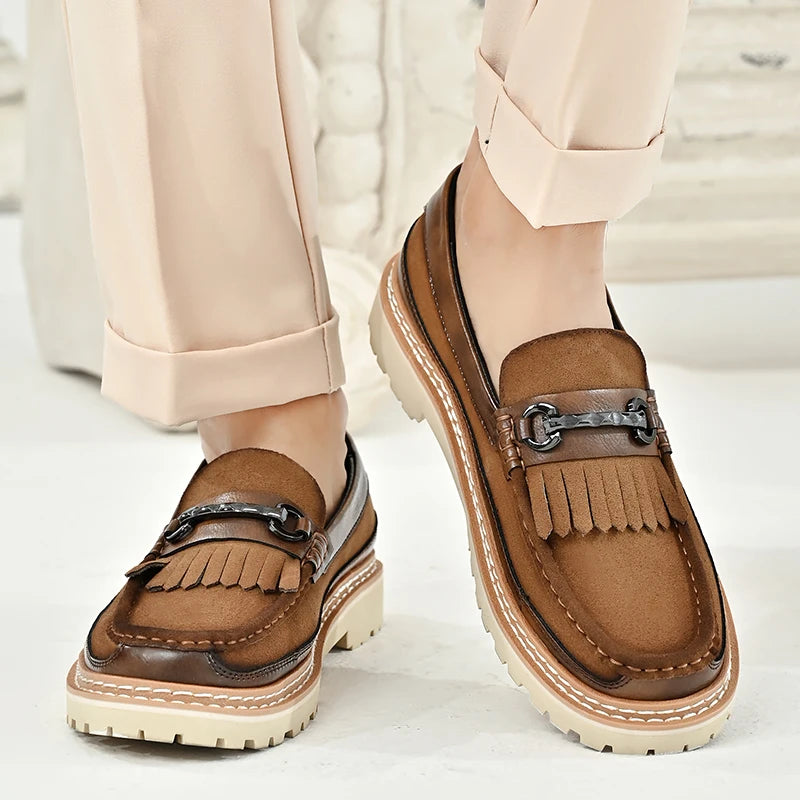 Men's Retro Brown Moccasins: Premium Classic Style, Versatile Formal Business & Banquet Footwear