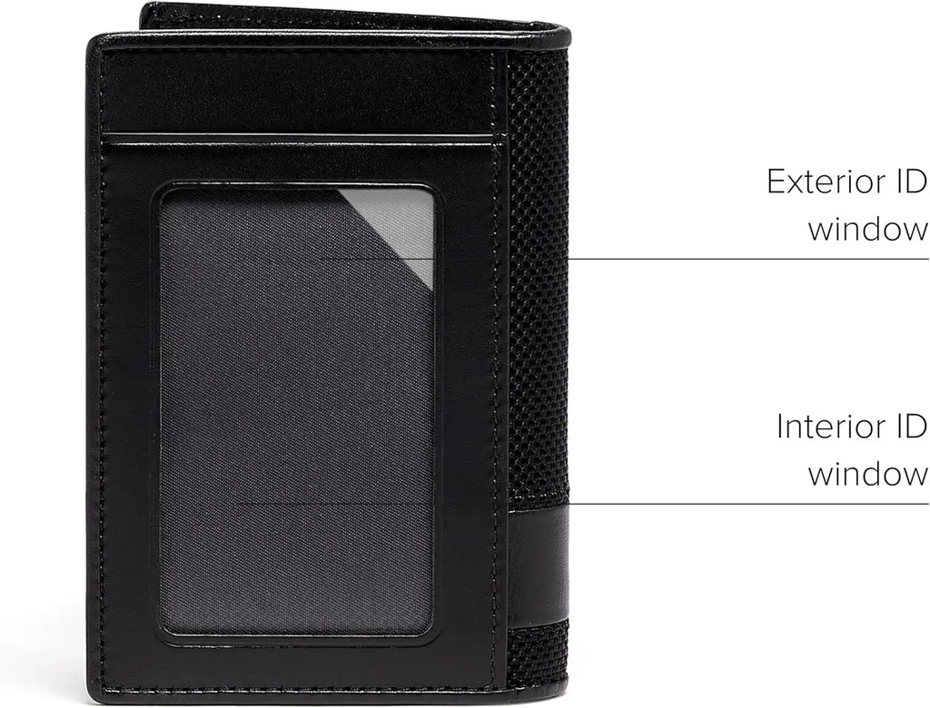Black Multi-Window Card Case With 4 Card Pockets And 2 Slip Pockets