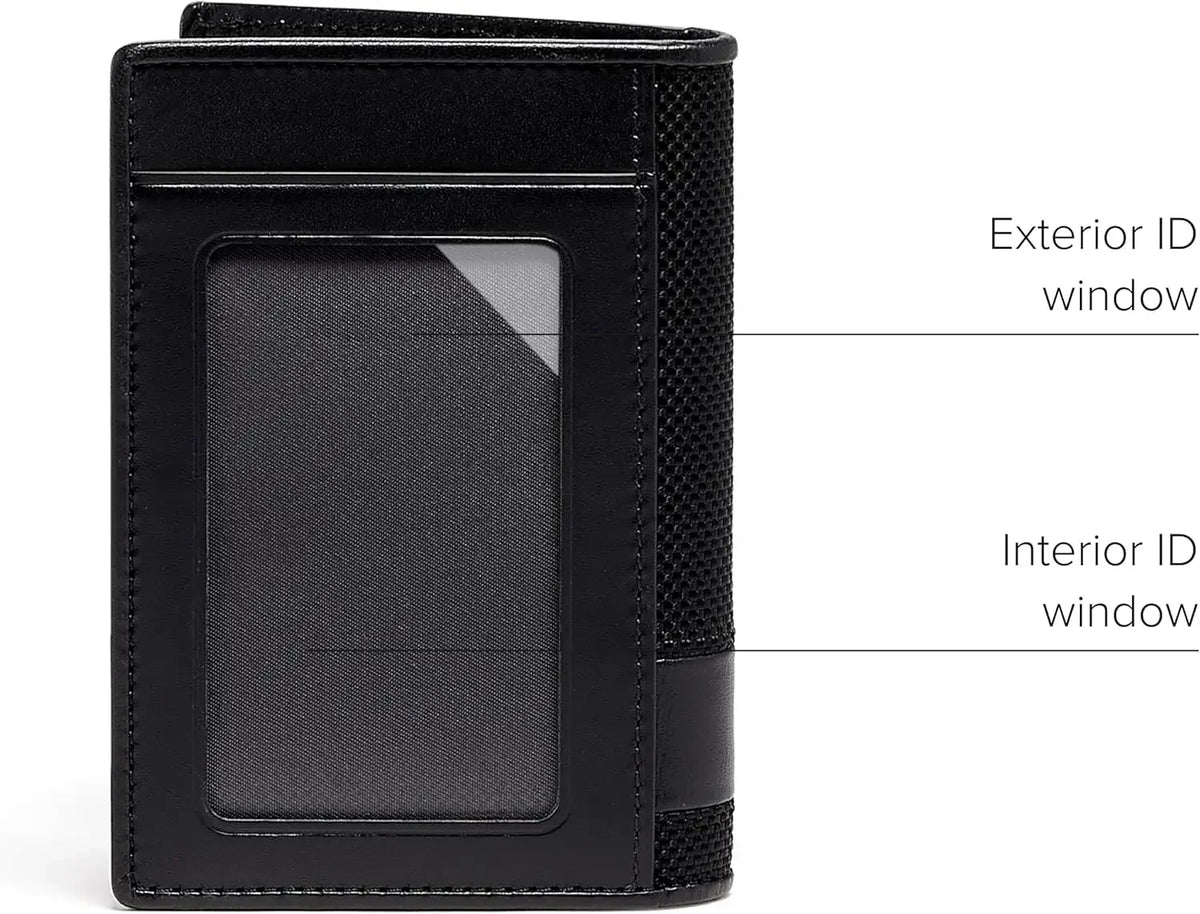 Black Multi-Window Card Case With 4 Card Pockets And 2 Slip Pockets