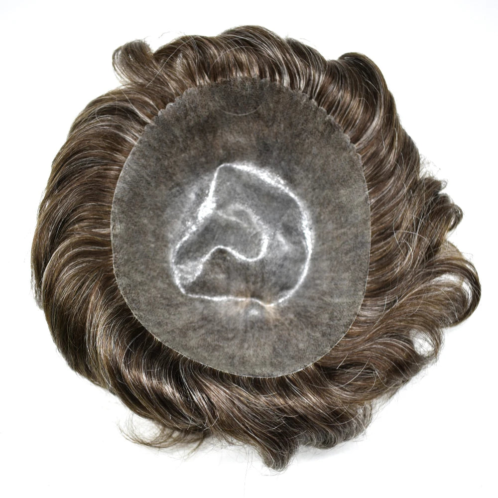 Mens Toupee Full Poly 0.10mm Injection Pu Human Hair System Hairpieces Male Hair Prosthesis Male Wig for Hair Loss Solution